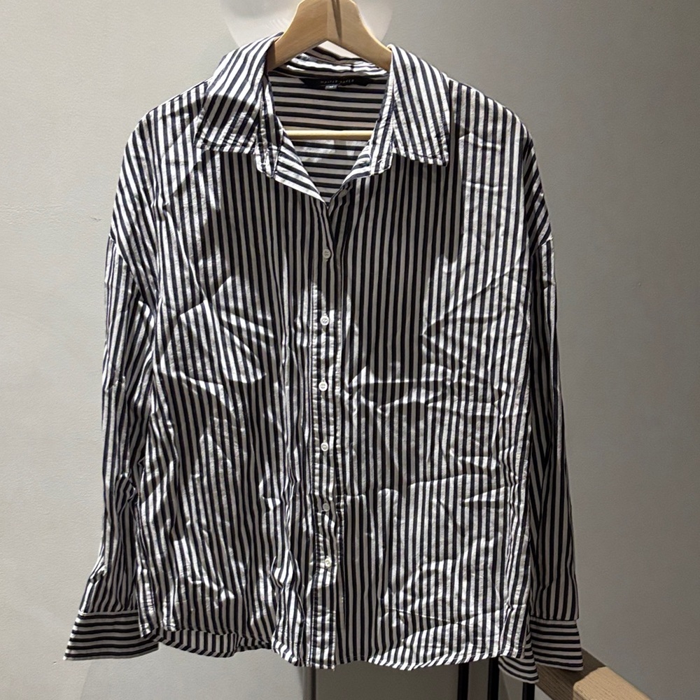 Walter Baker Black and White Striped Button Down Shirt